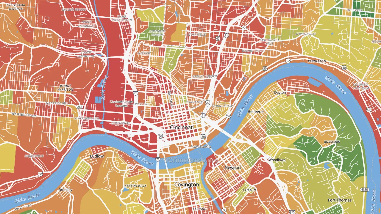 45202, OH Map of Theft Rates