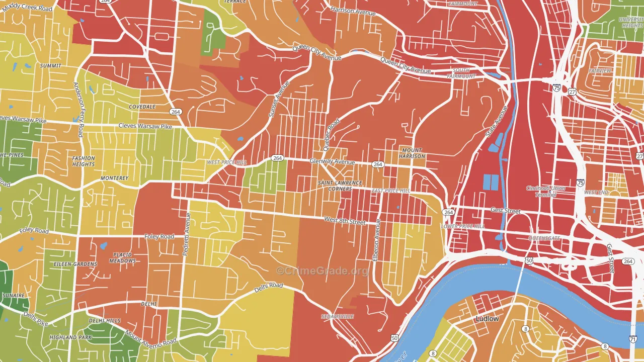 45205, OH Map of Theft Rates