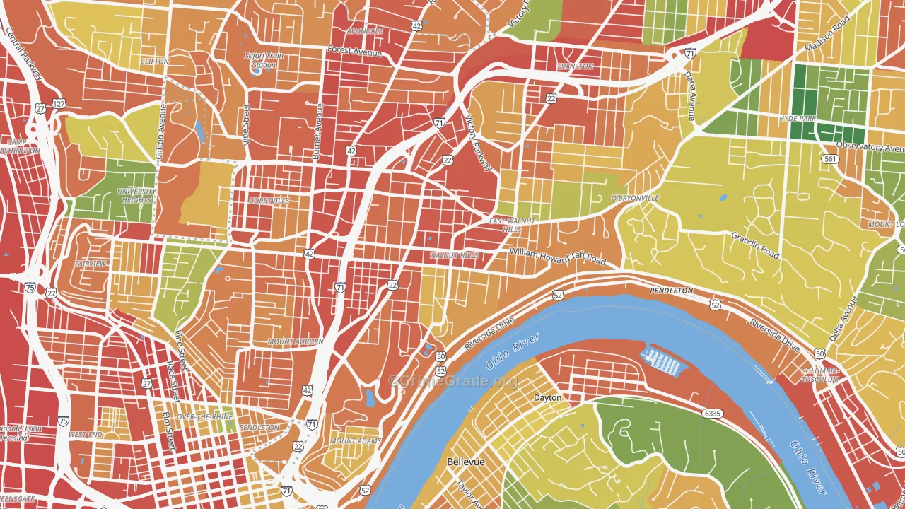 45206, OH Map of Theft Rates