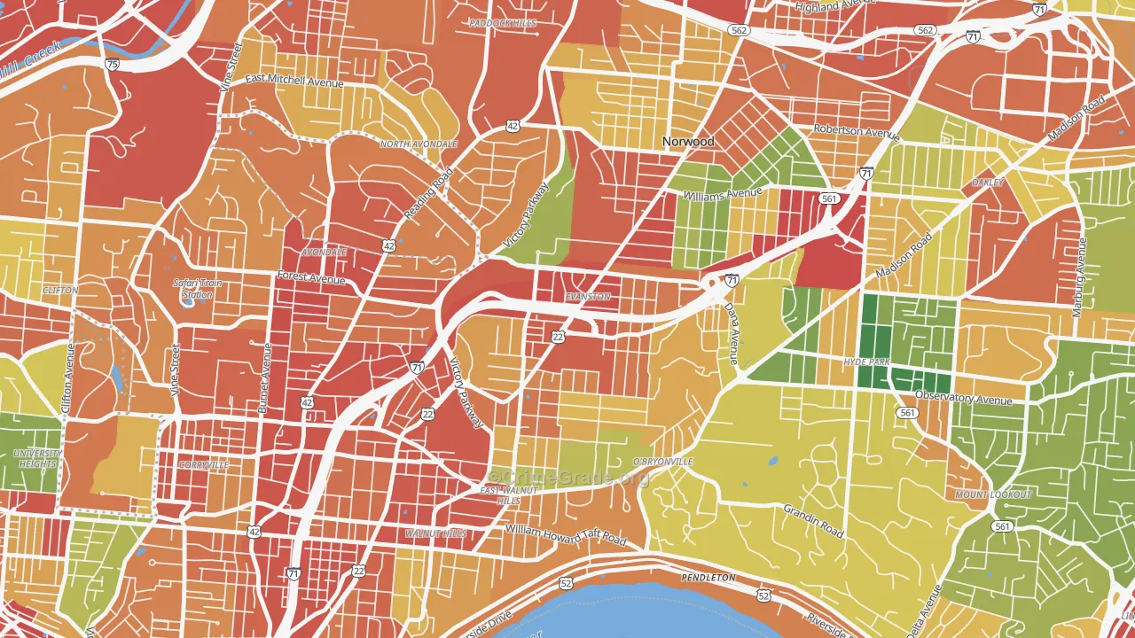 45207, OH Map of Theft Rates