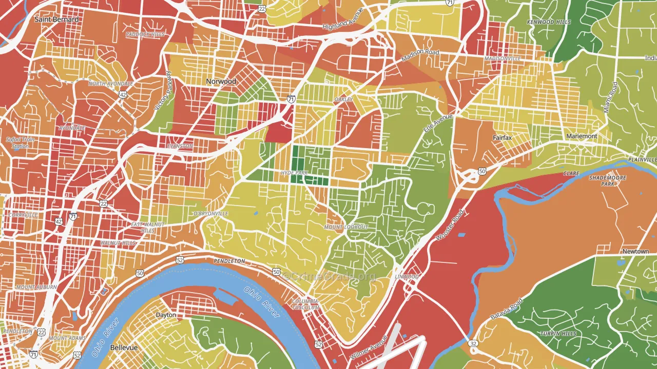 45208, OH Map of Theft Rates