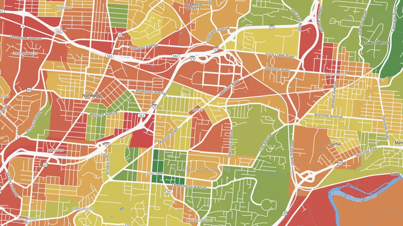 45209, OH Map of Theft Rates