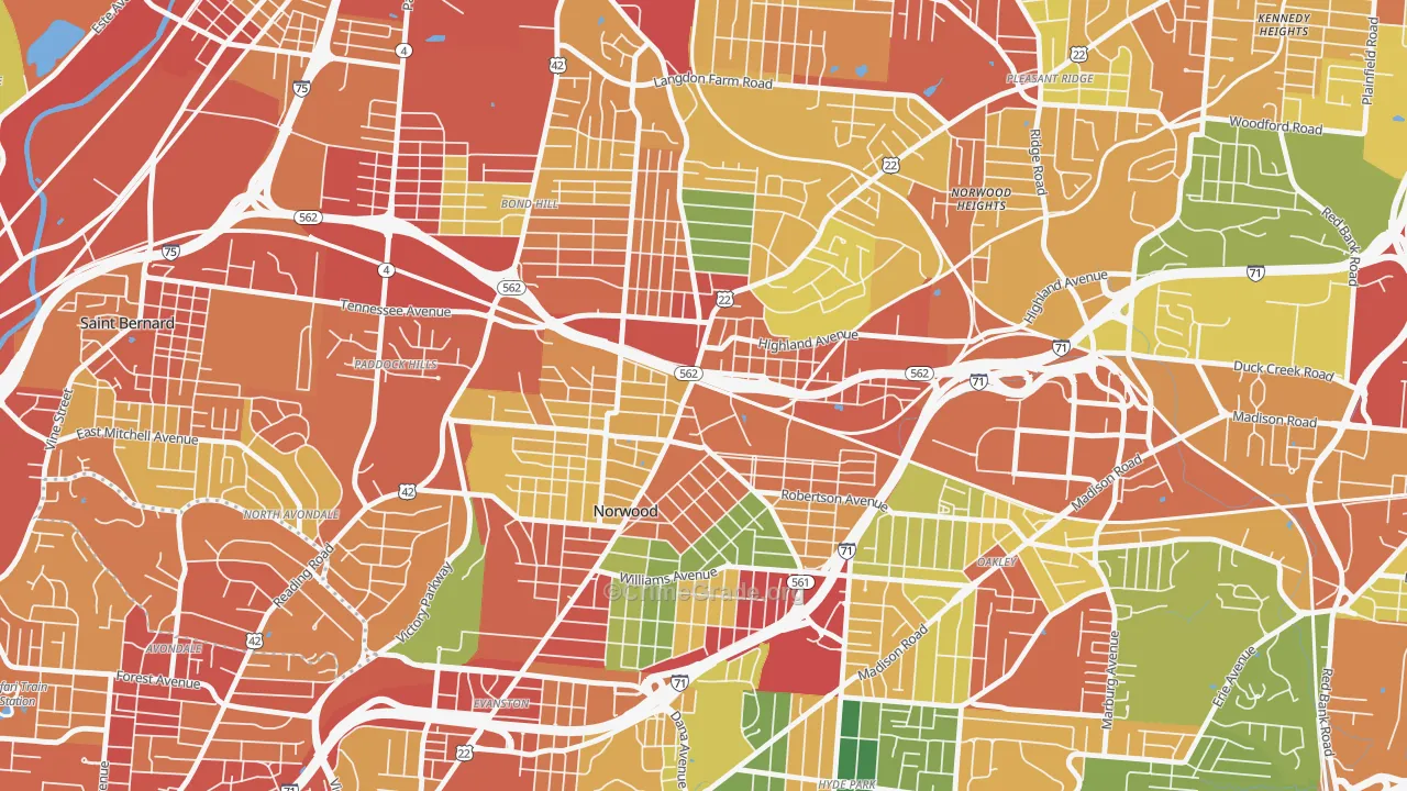 45212, OH Map of Theft Rates