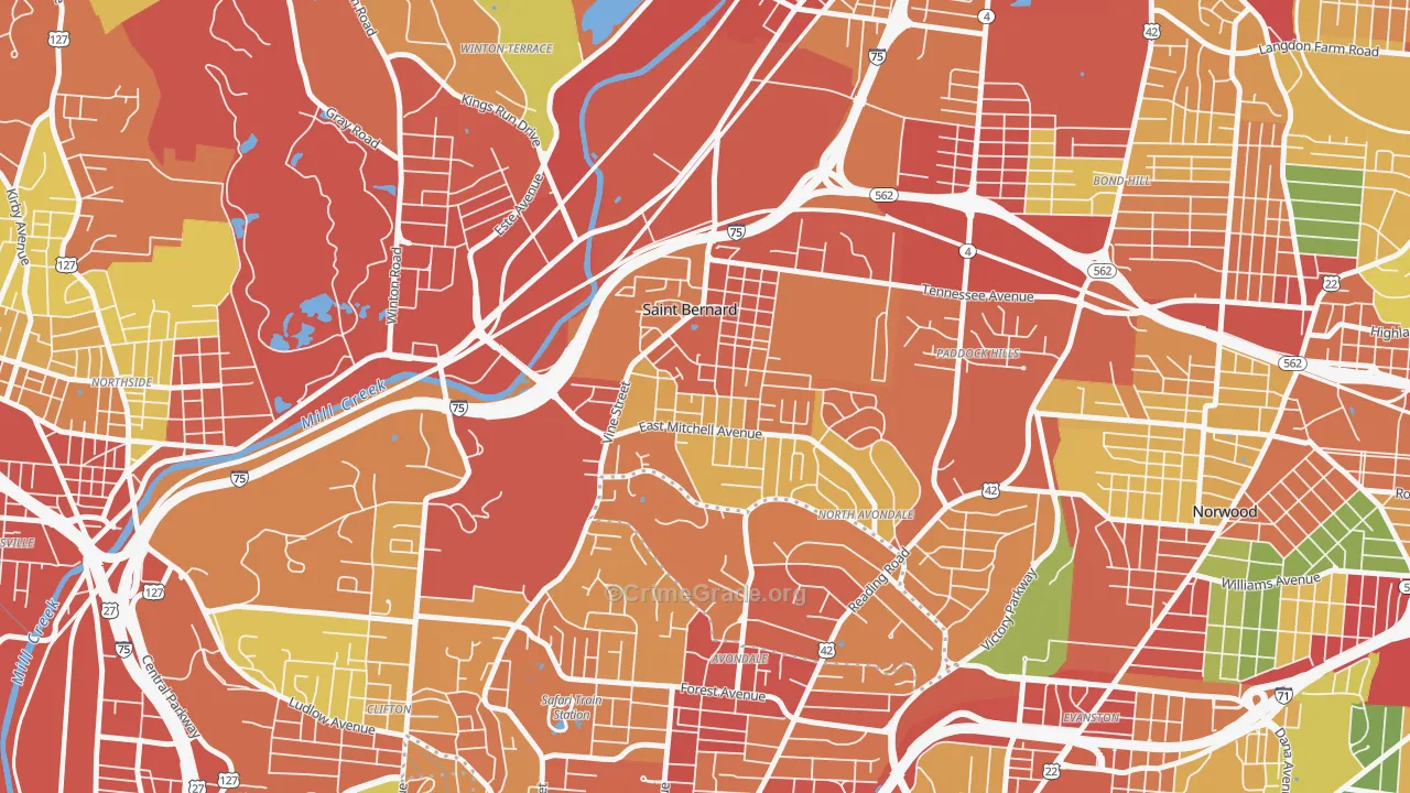 45217, OH Map of Theft Rates