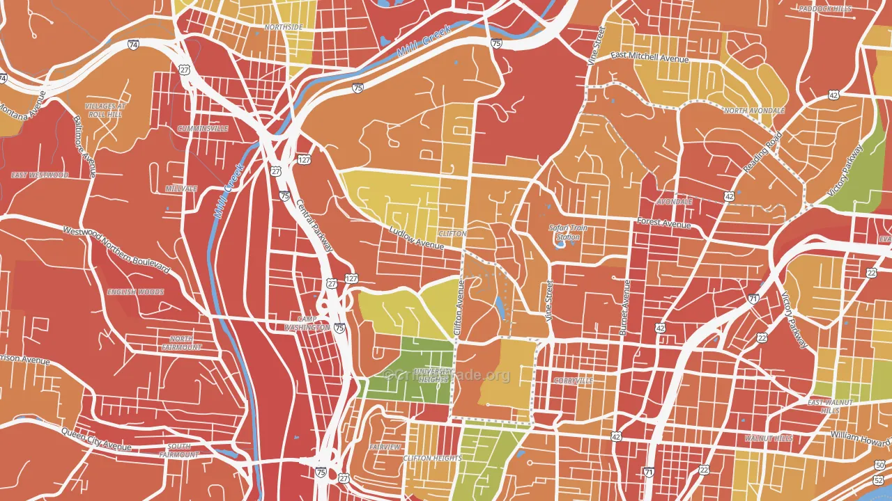 45220, OH Map of Theft Rates