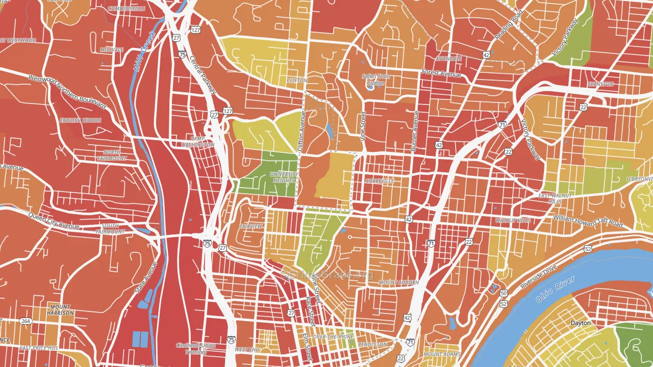 45221, OH Map of Theft Rates