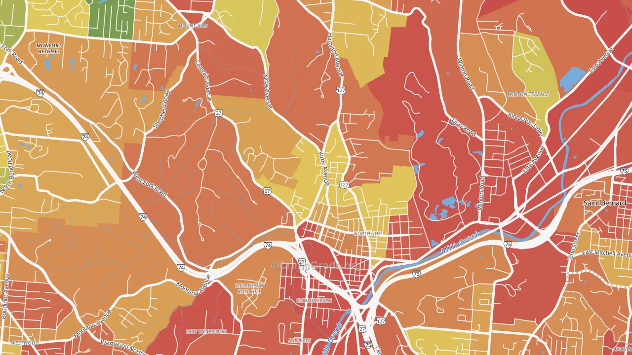 45223, OH Map of Theft Rates