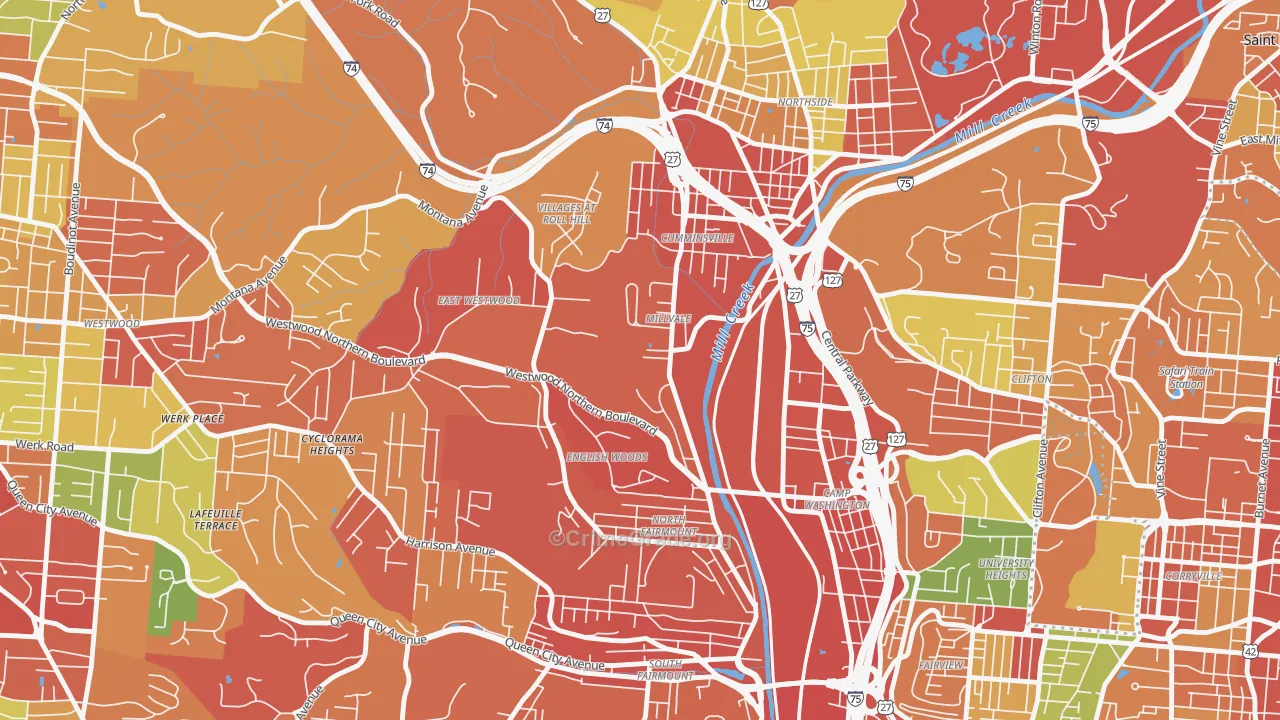 45225, OH Map of Theft Rates
