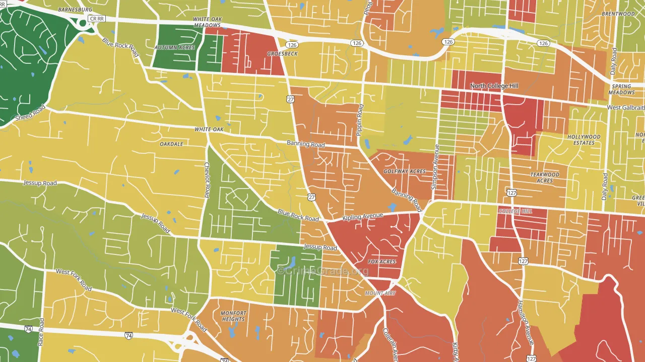 45239, OH Map of Theft Rates