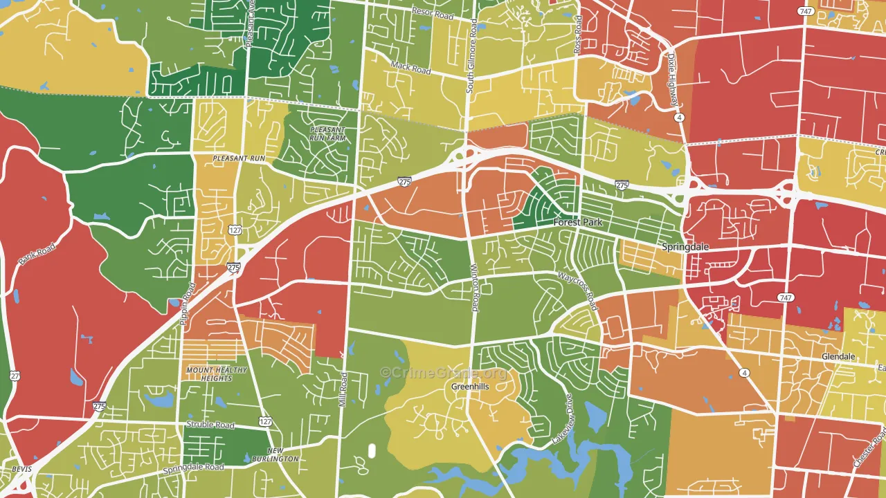 45240, OH Map of Theft Rates