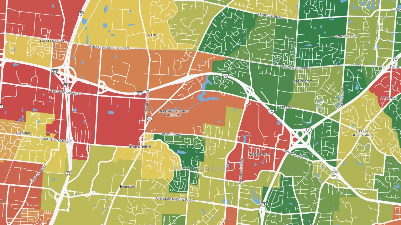 45241, OH Map of Theft Rates