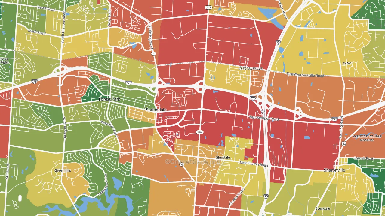 45246, OH Map of Theft Rates