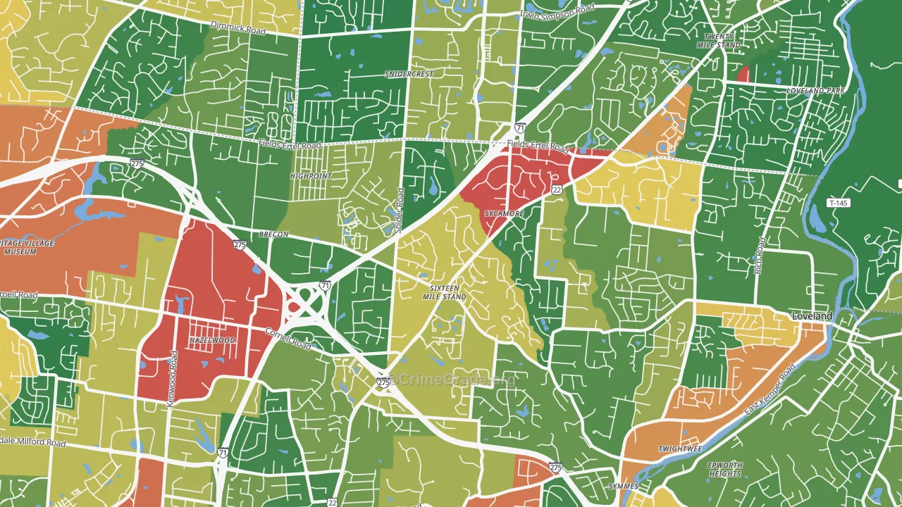 45249, OH Map of Theft Rates