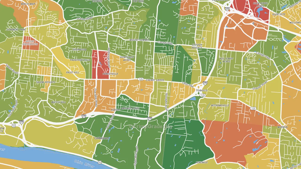 45255, OH Map of Theft Rates