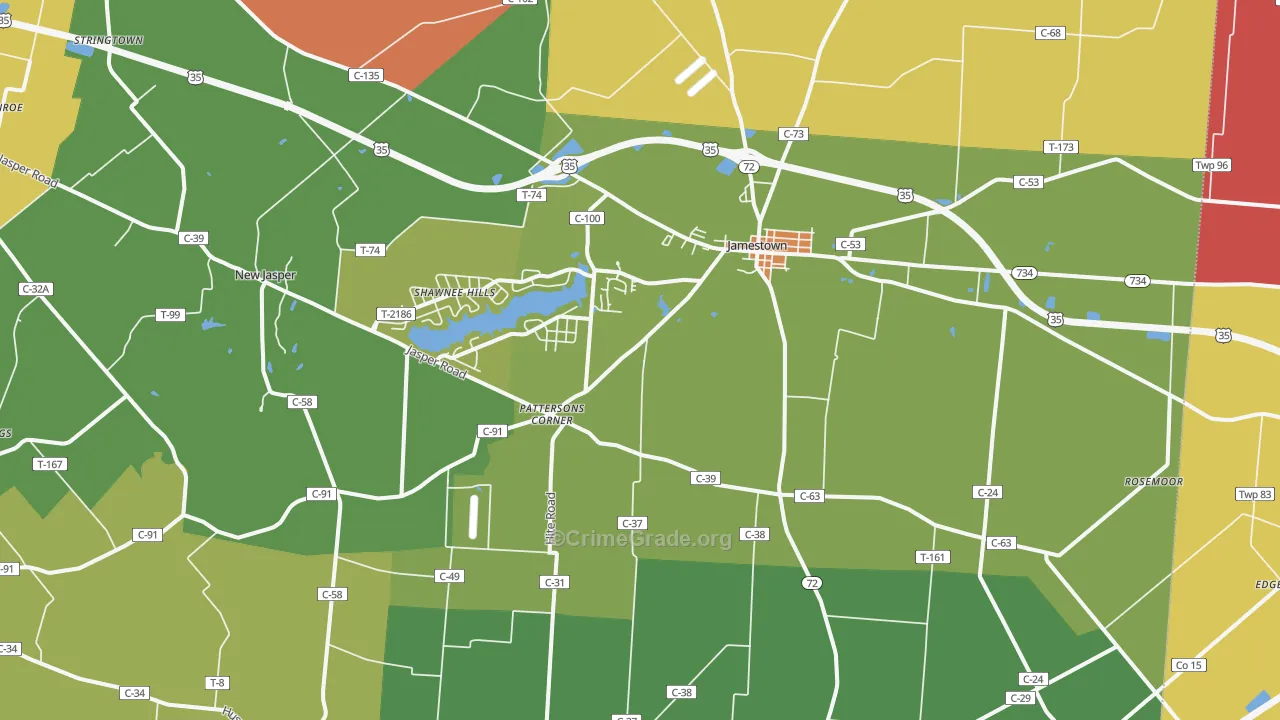 45335, OH Map of Theft Rates