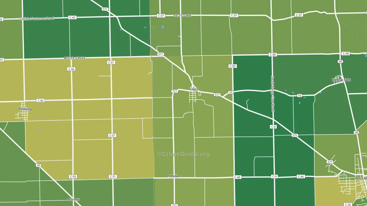 45337, OH Map of Theft Rates