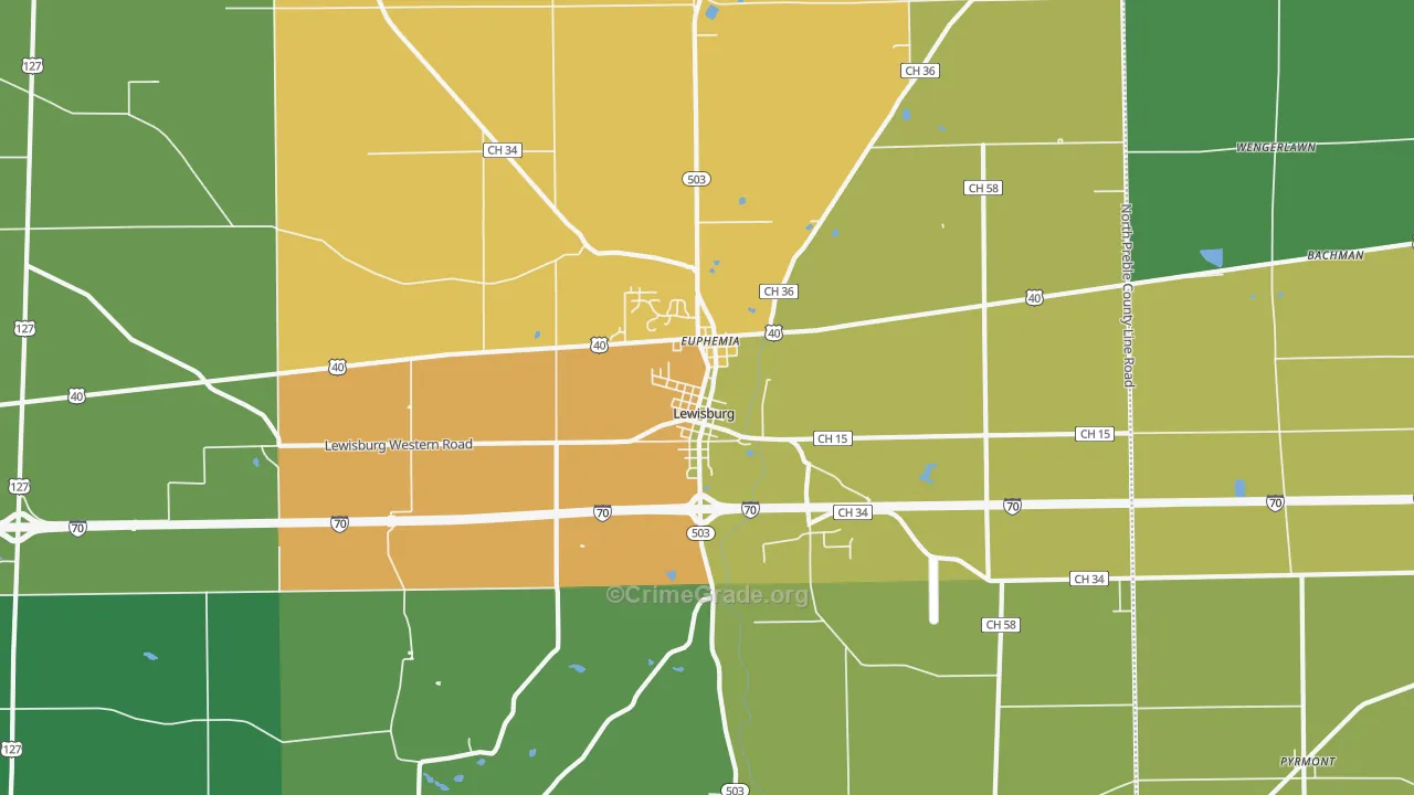 45338, OH Map of Theft Rates