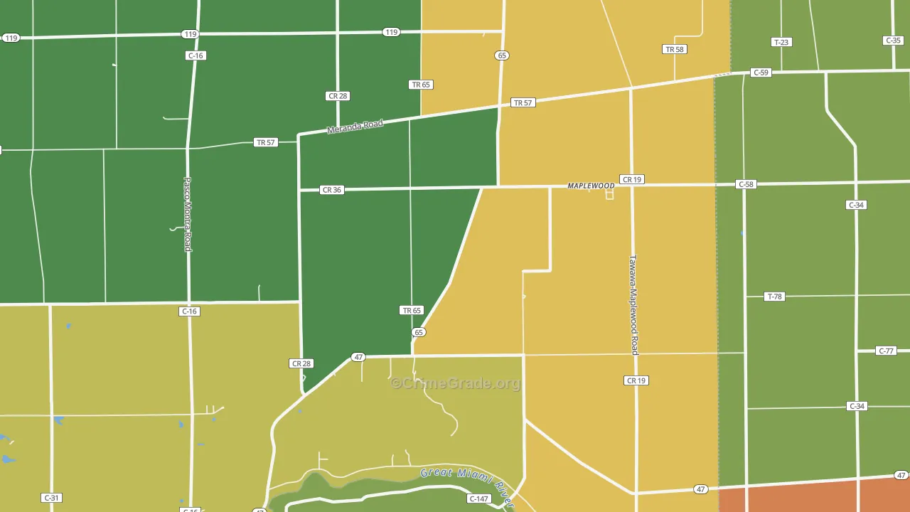 45340, OH Map of Theft Rates