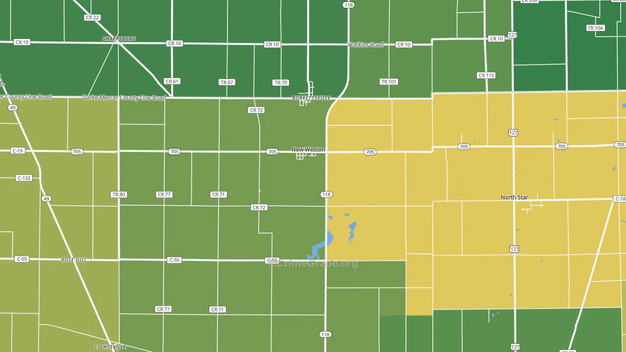 45348, OH Map of Theft Rates