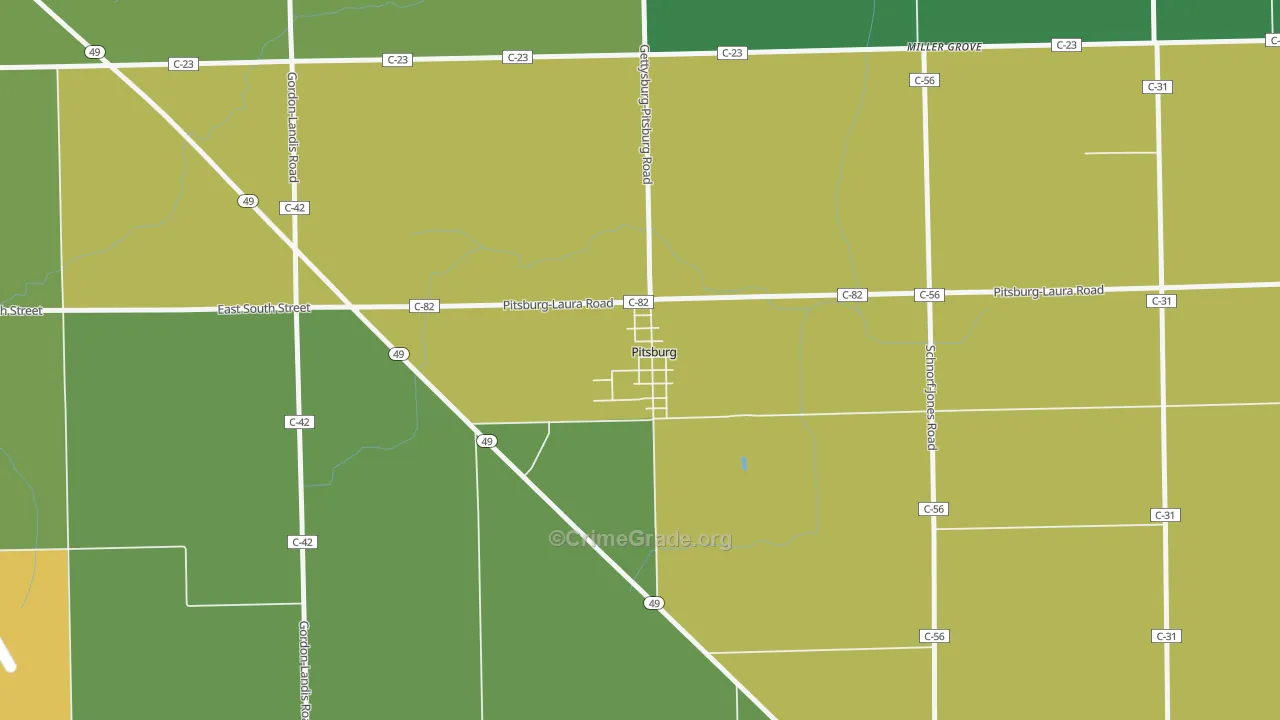 45358, OH Map of Theft Rates