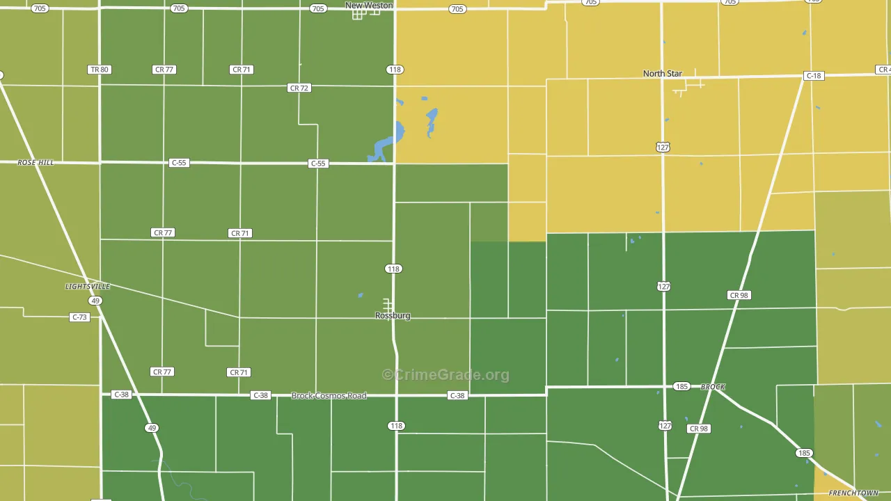 45362, OH Map of Theft Rates