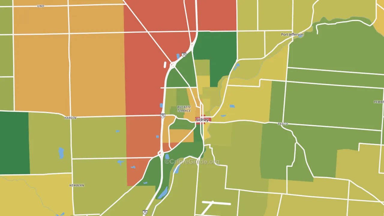 45365, OH Map of Theft Rates