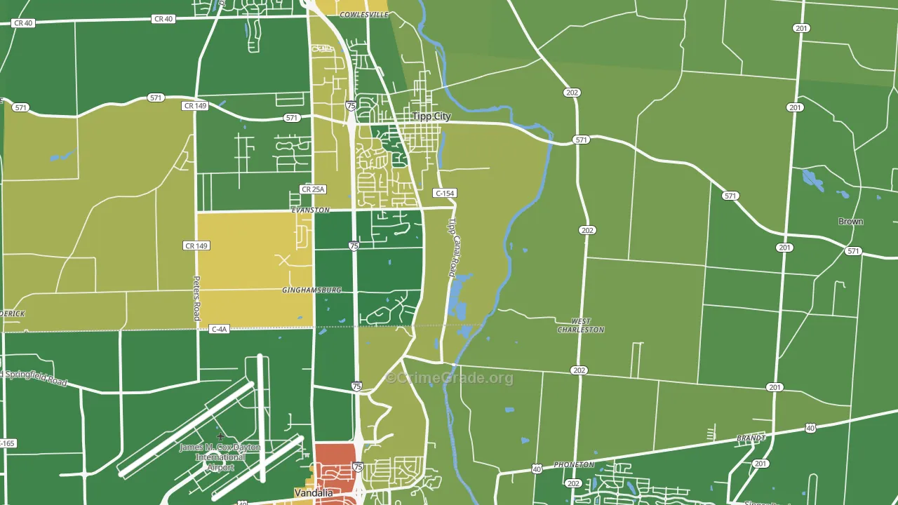 45371, OH Map of Theft Rates