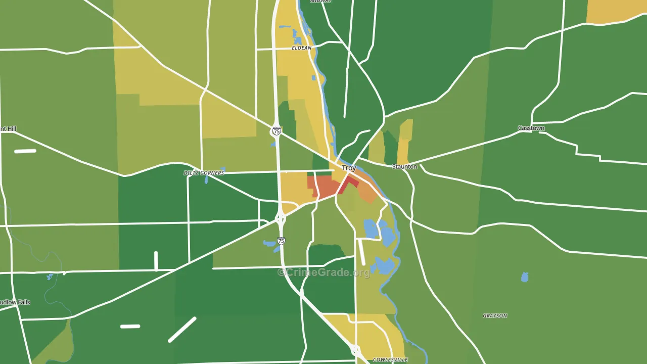 45373, OH Map of Theft Rates