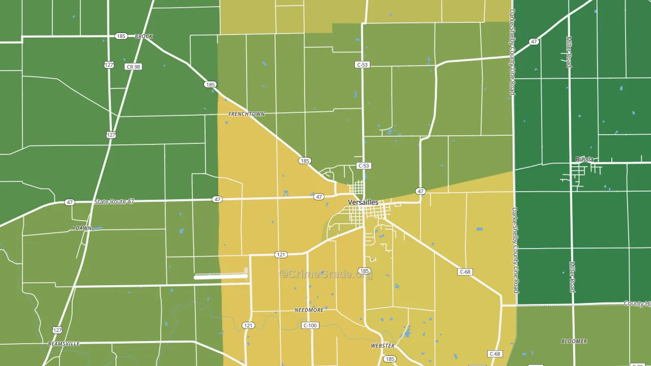 45380, OH Map of Theft Rates