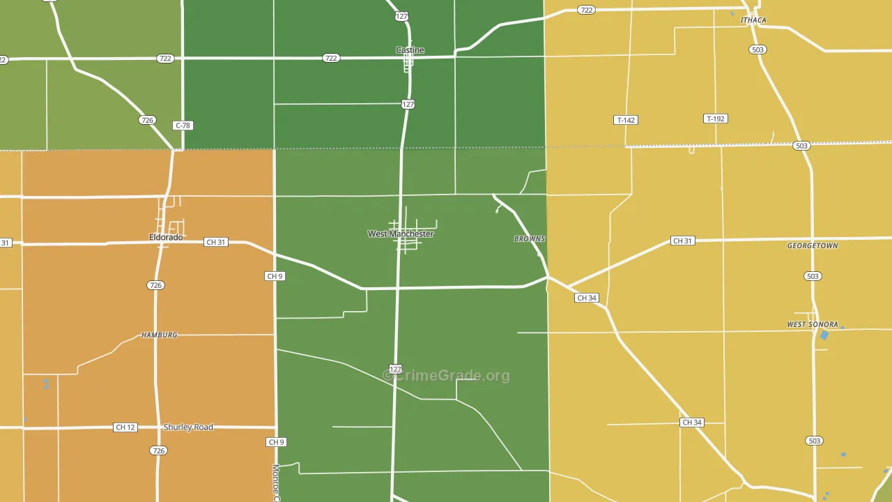 45382, OH Map of Theft Rates