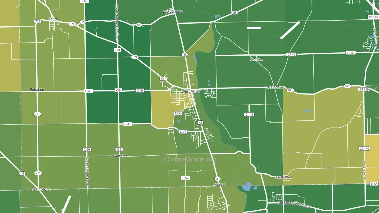 45383, OH Map of Theft Rates