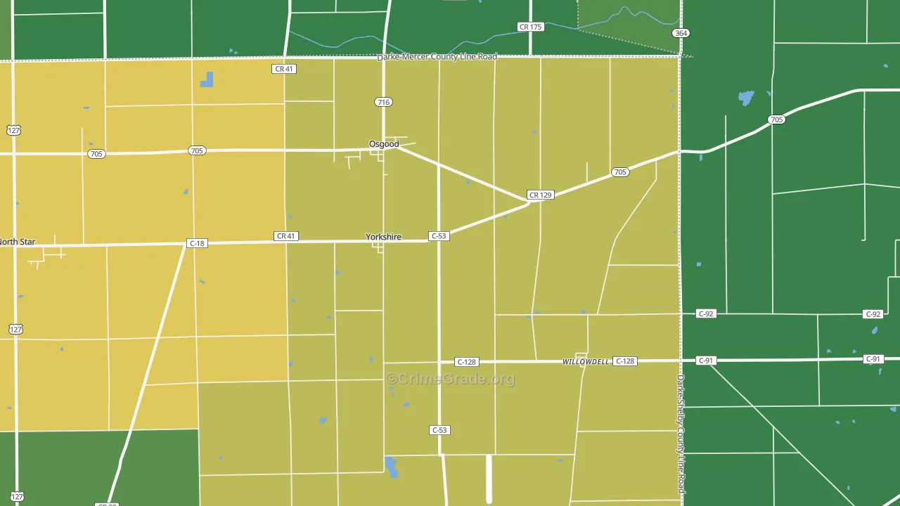 45388, OH Map of Theft Rates