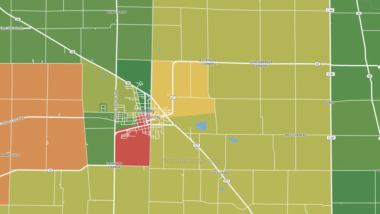 45390, OH Map of Theft Rates