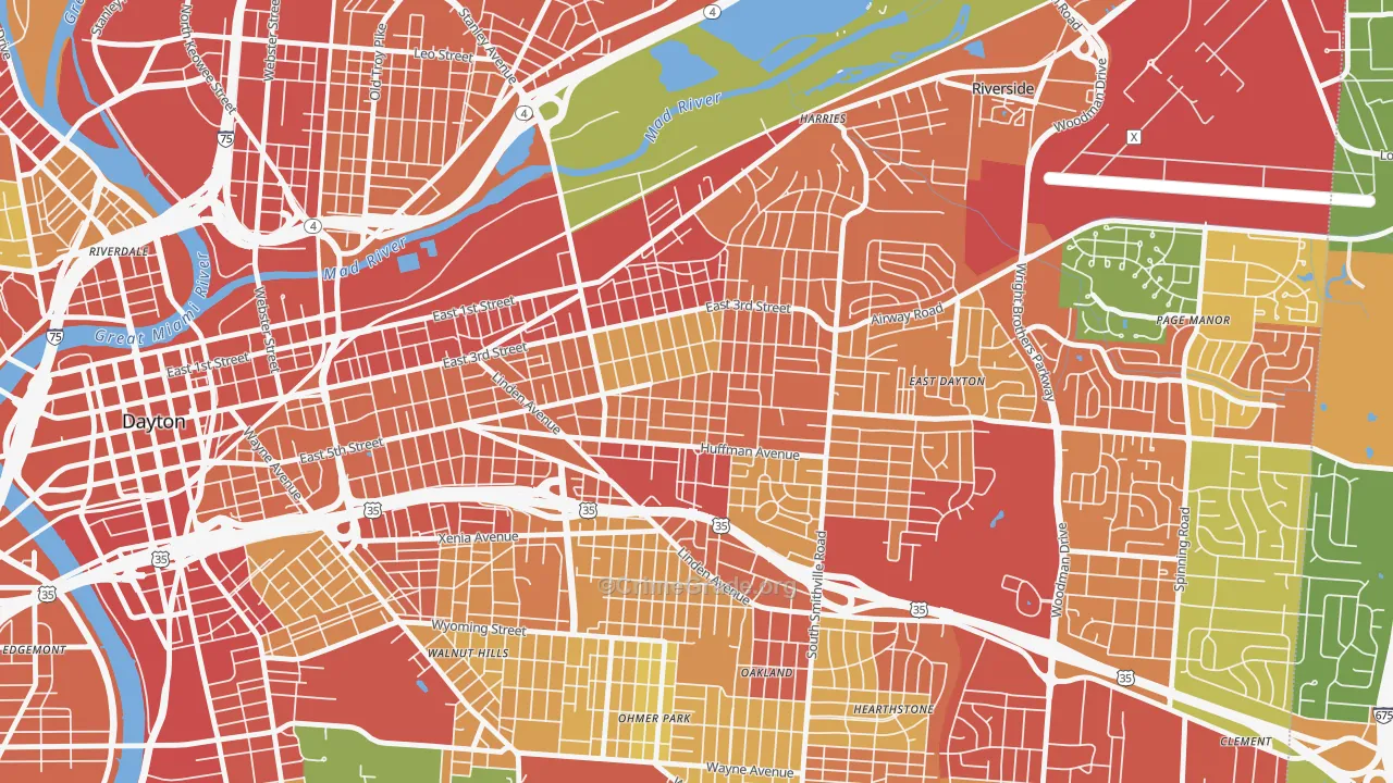 45403, OH Map of Theft Rates