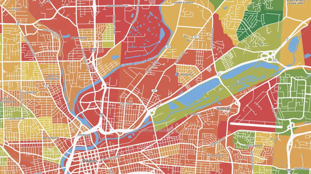 45404, OH Map of Theft Rates