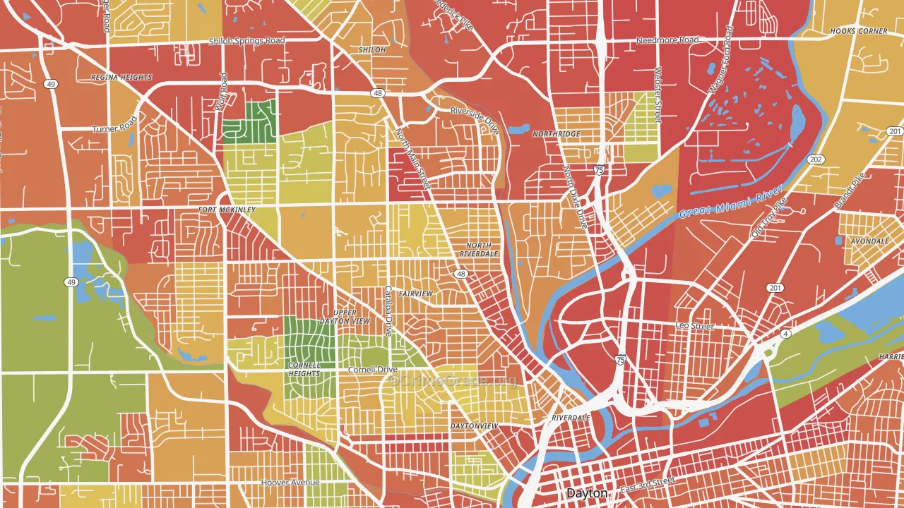 45405, OH Map of Theft Rates