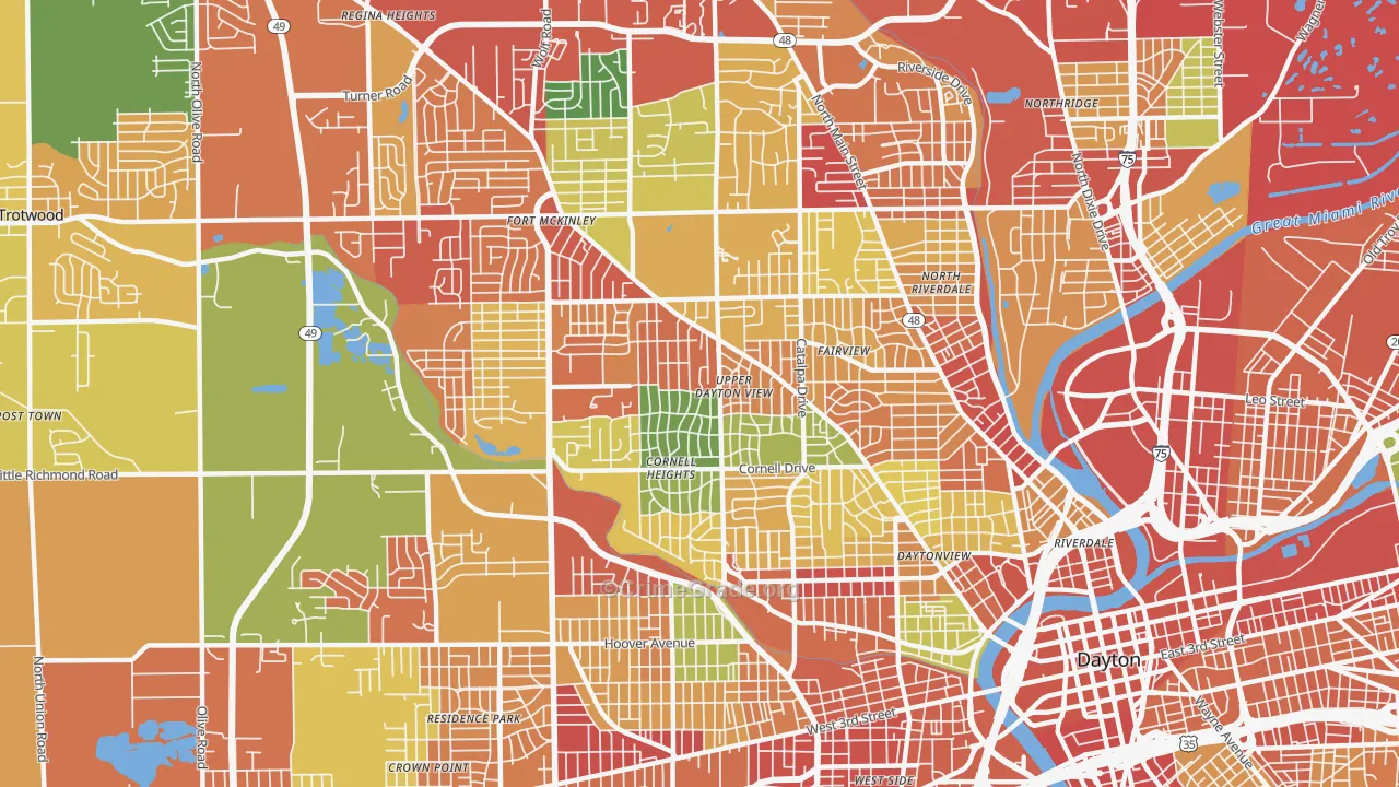 45406, OH Map of Theft Rates
