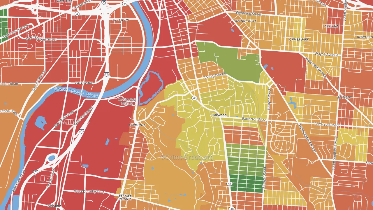 45409, OH Map of Theft Rates
