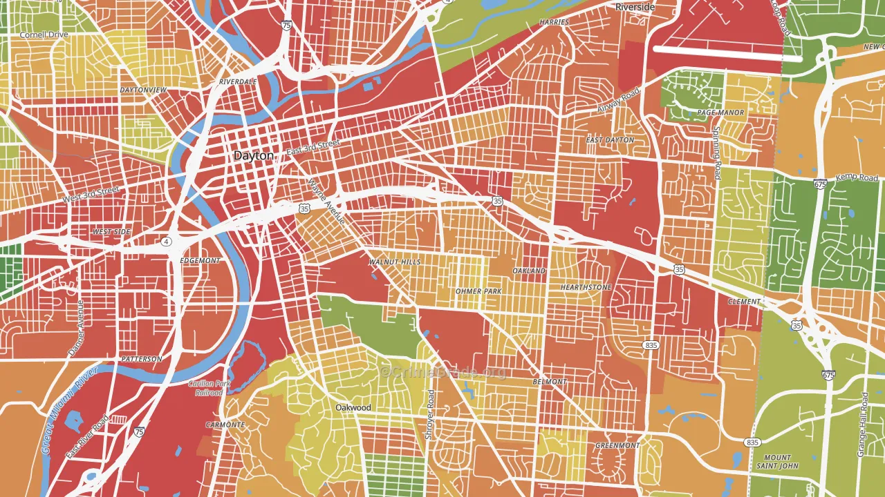 45410, OH Map of Theft Rates