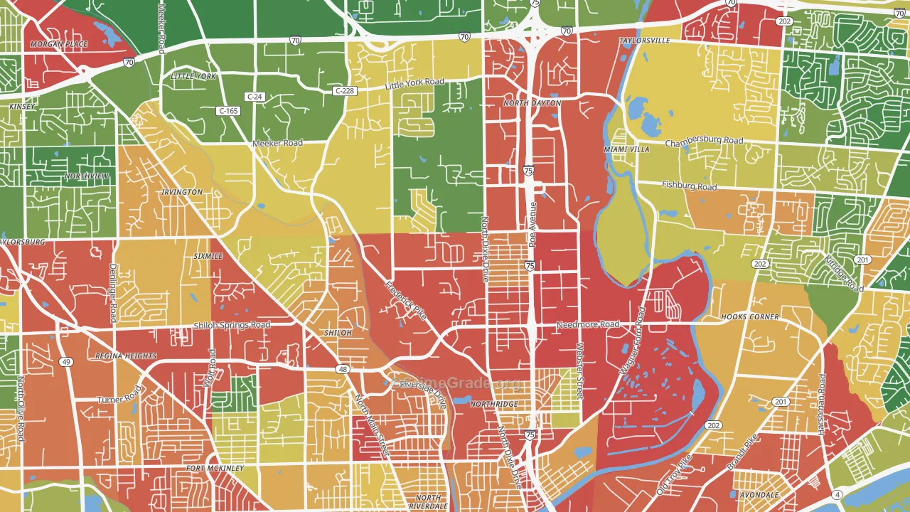 45414, OH Map of Theft Rates