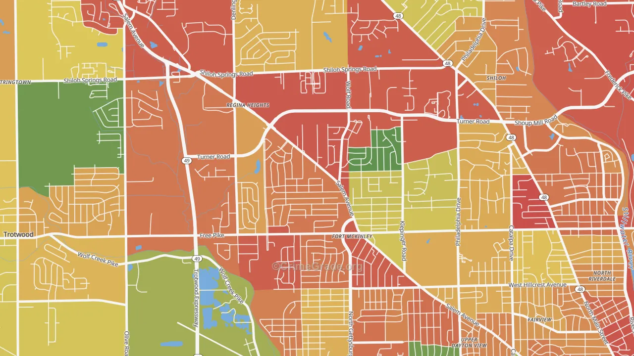 45416, OH Map of Theft Rates