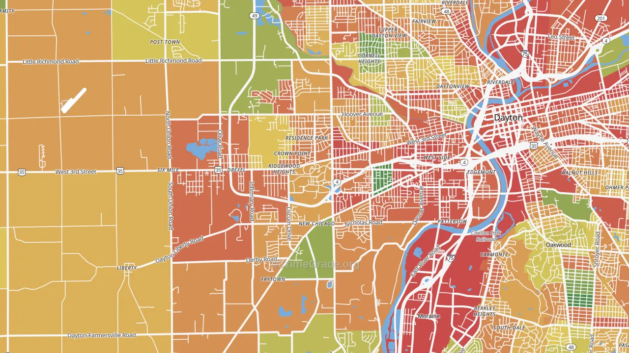 45417, OH Map of Theft Rates