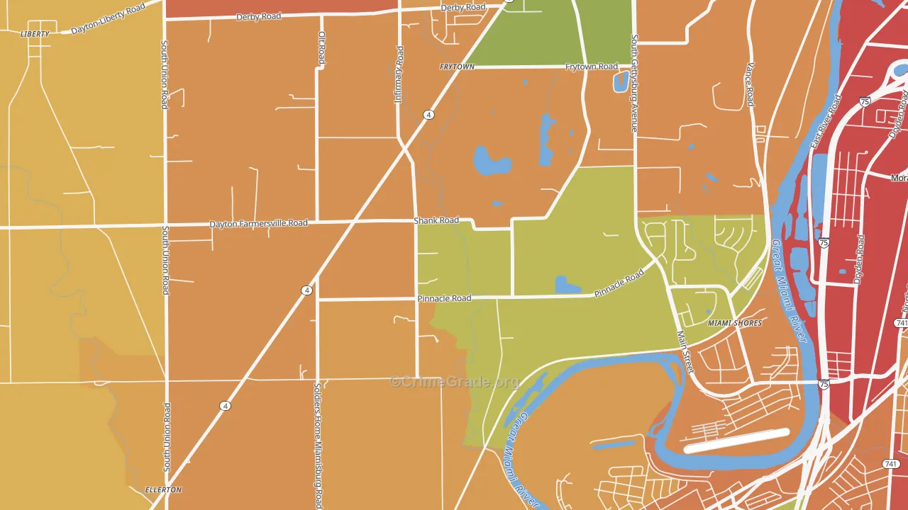 45418, OH Map of Theft Rates