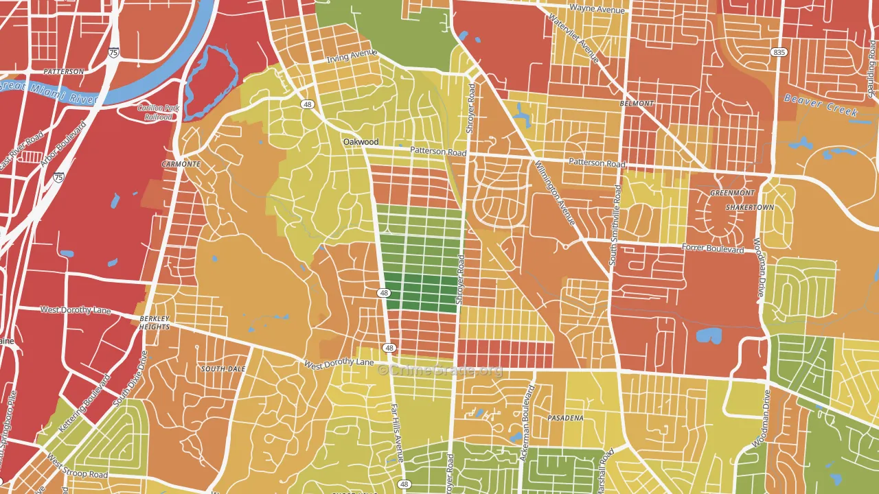 45419, OH Map of Theft Rates