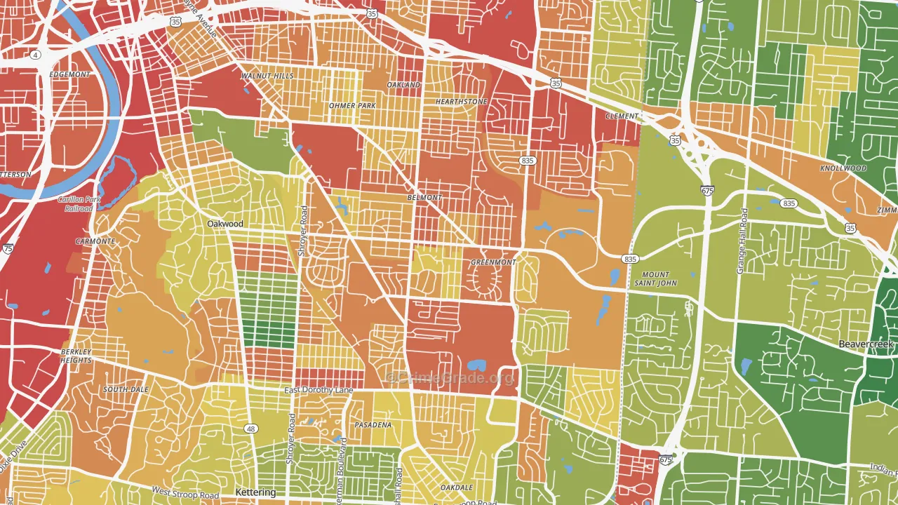 45420, OH Map of Theft Rates