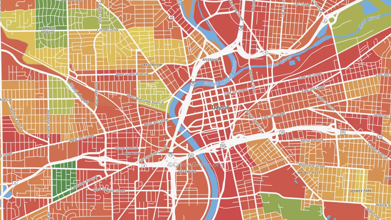 45422, OH Map of Theft Rates
