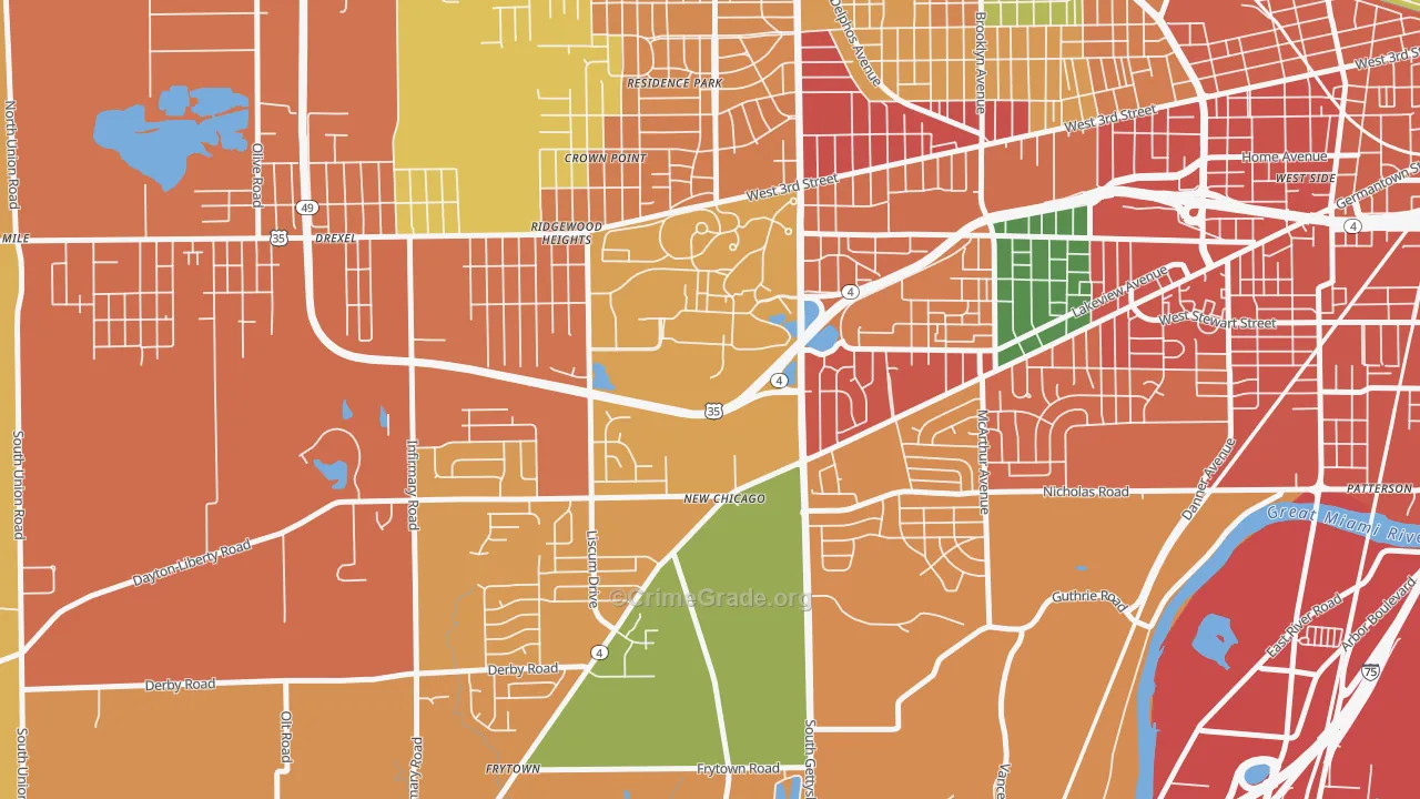 45428, OH Map of Theft Rates