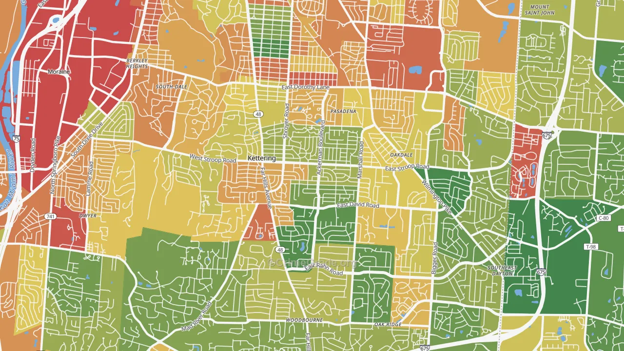 45429, OH Map of Theft Rates