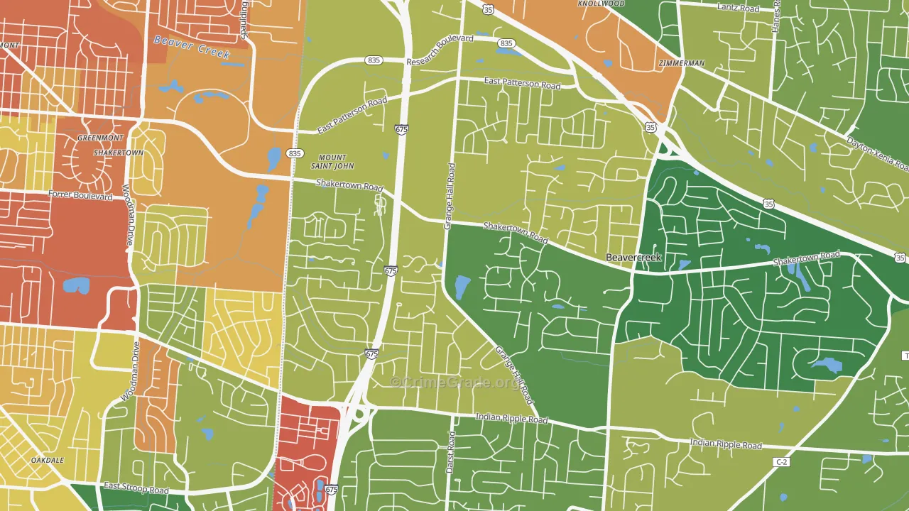 45430, OH Map of Theft Rates
