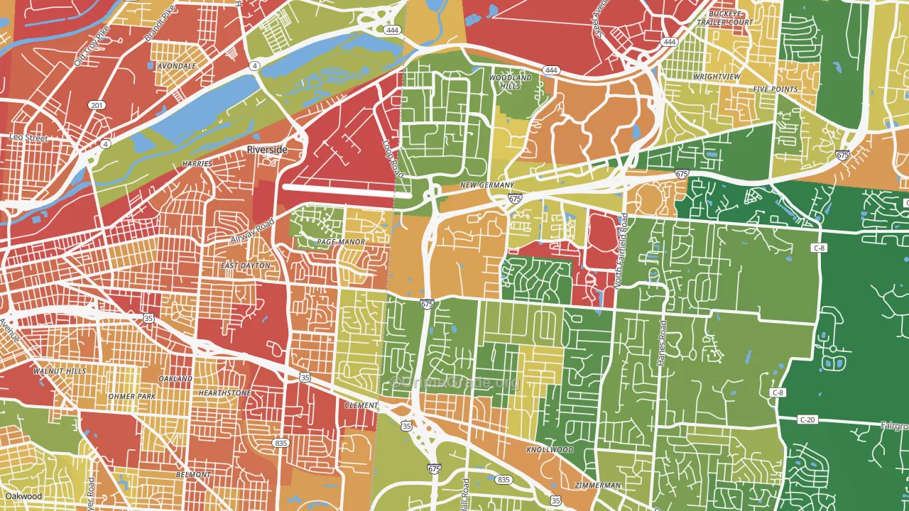 45431, OH Map of Theft Rates